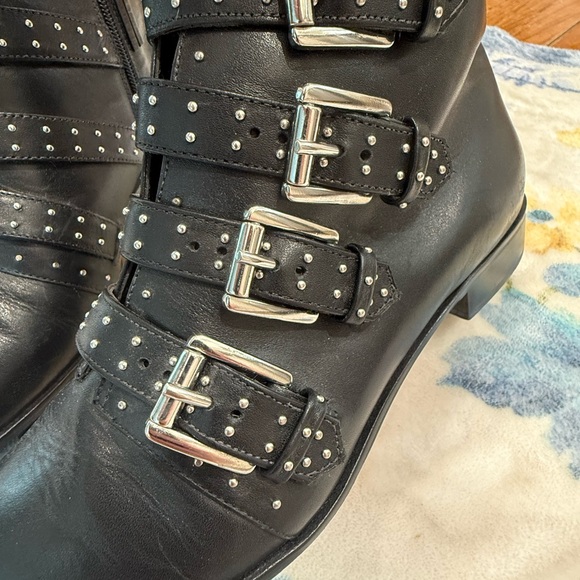 Rebecca Minkoff Black Buckle Ankle Boots 8.5 - Picture 3 of 13